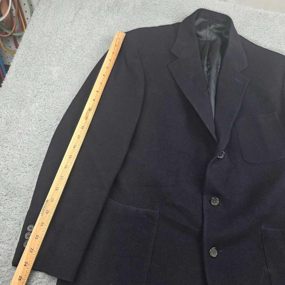 J. Crew Mens Navy Blue‎ Wool Cashmere Blend 3-Button Blazer Sport Coat Size L